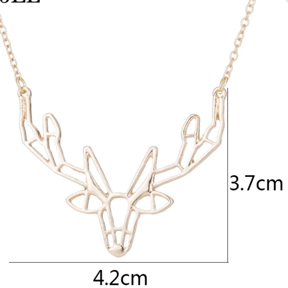 REINDEER DEER ANTLER NECKLACE GOLD COLOR - Picture 3 of 3
